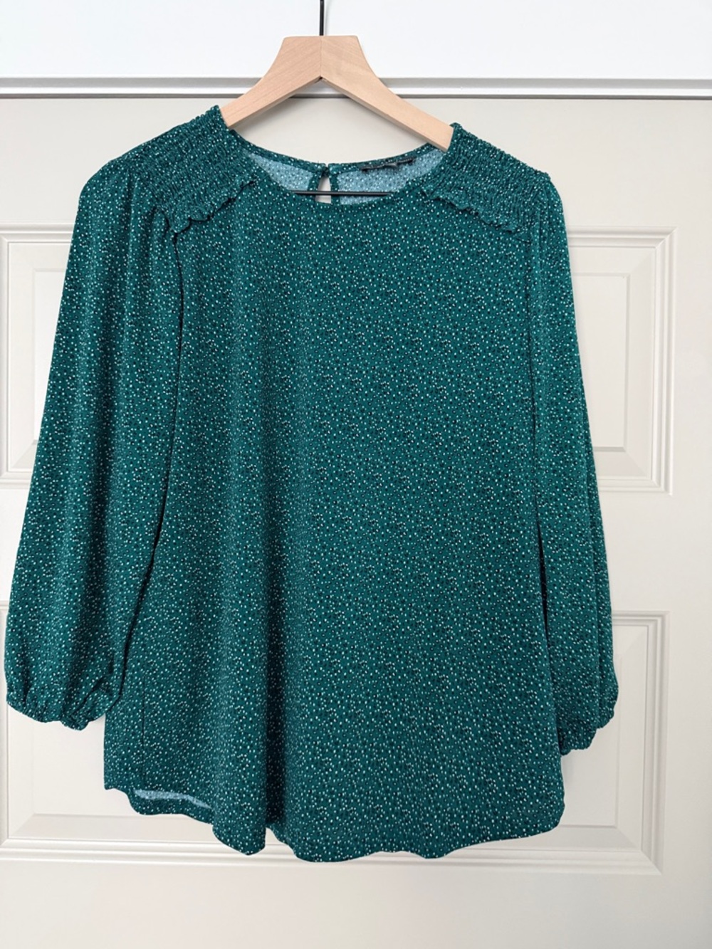 Adrianna Papell Teal Speckled Long-Sleeve Blouse